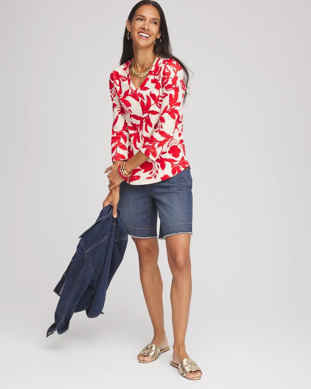 Pima Floral 3/4 Sleeve Tee | Chico's